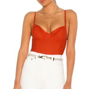 Yuni Rib Bodysuit in Bright Orange
